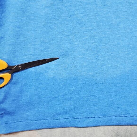 Lands End Shirt Men Large Blue Performance Serious Sweats Crew Neck Pullover Tee - Picture 2 of 10